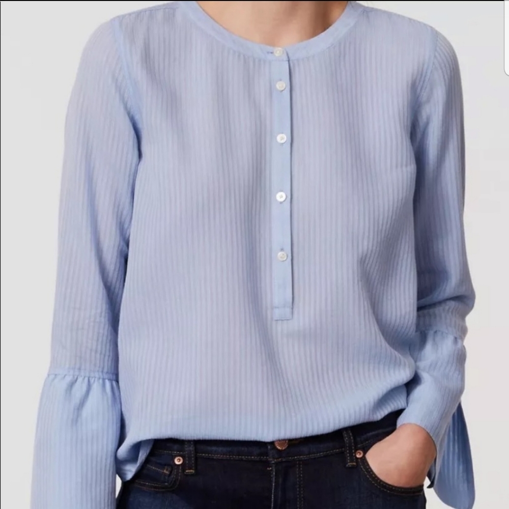 LOFT Popover blouse with bell sleeves M